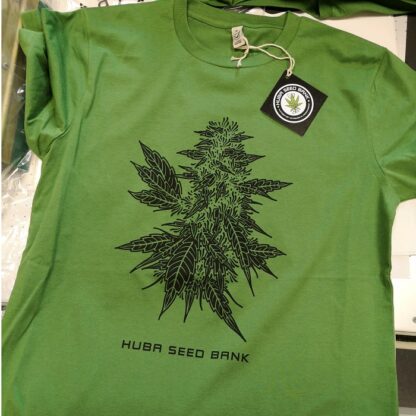 Organic T-shirt – Green shirt, black bud print