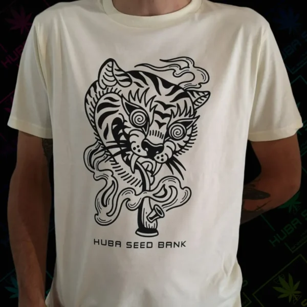 Fehér organikus póló – Tigris bonggal